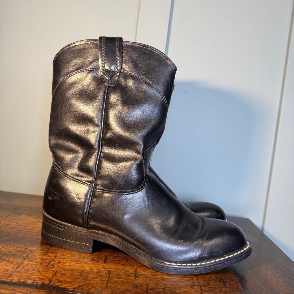 Wrangler black leather boots‎ youth girls size 4 D